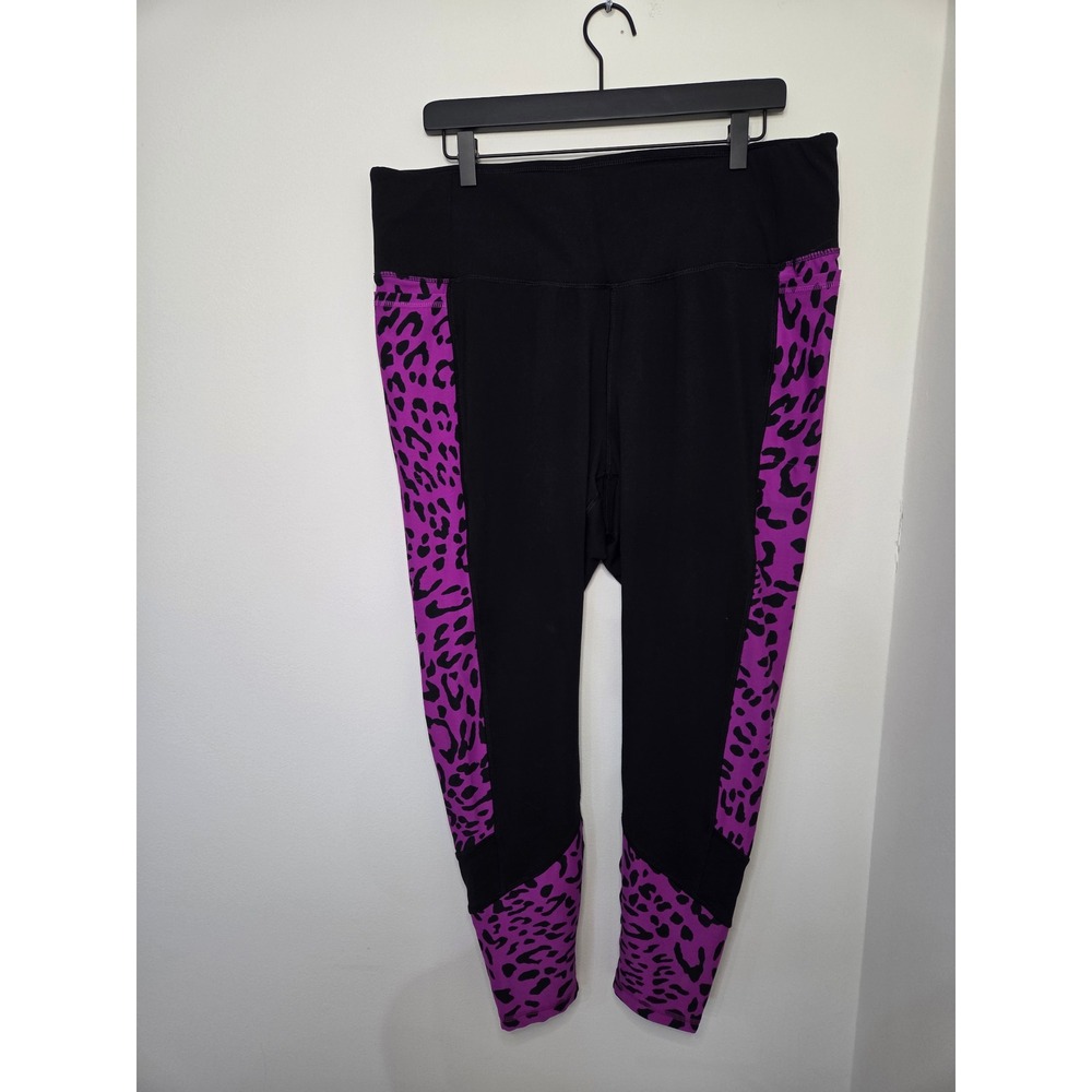 Livi Lane Bryant Purple Leopard‎ Print Wicking 7/8 Leggings Pockets 18/20